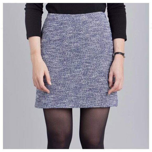 ANN TAYLOR Boucle Knit Pull-On Pencil Skirt Size L Elastic Waist  Stretch  Work - Picture 1 of 8